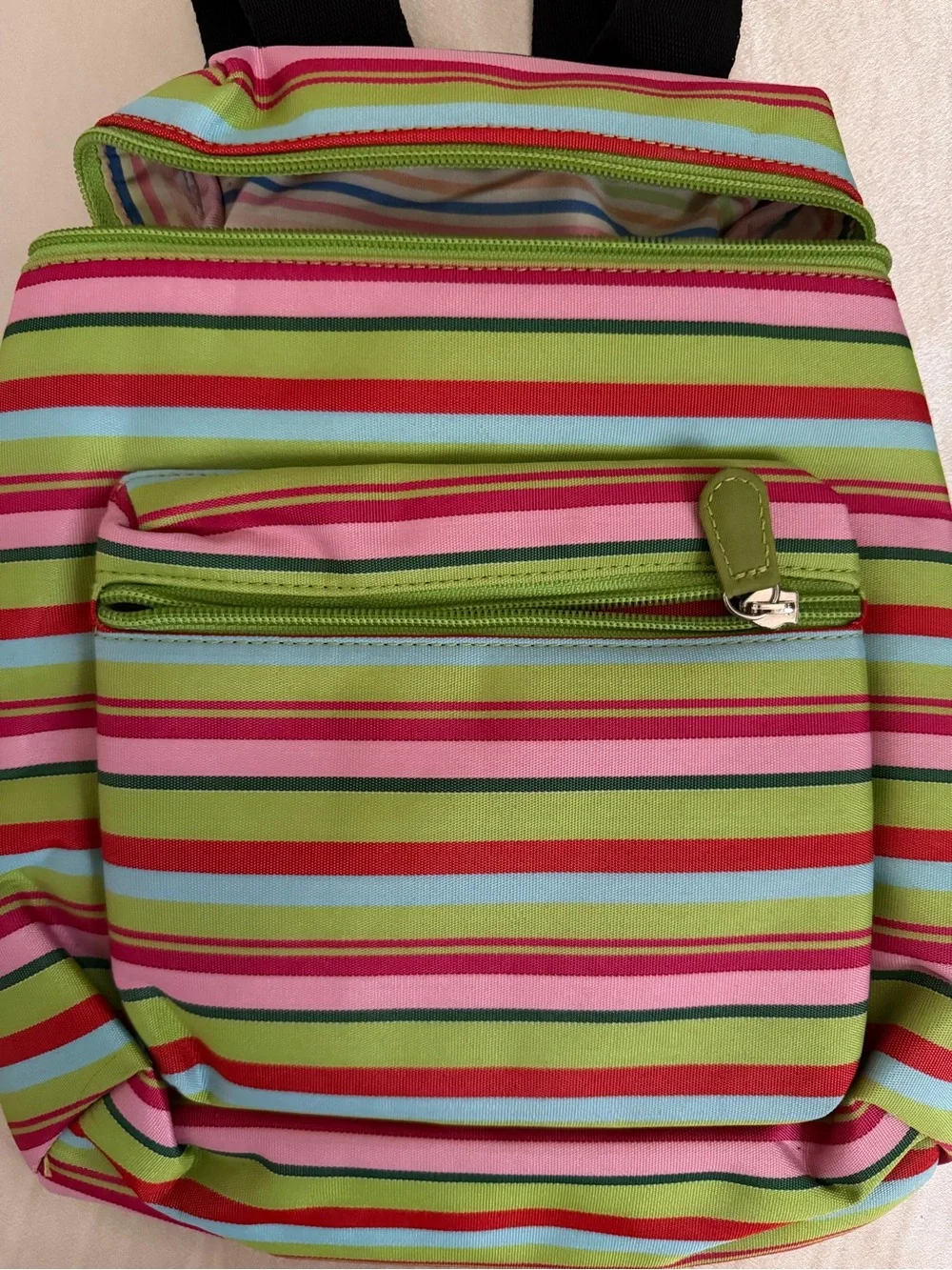 Multicolored Striped Small Mini Backpack with Front Zipper Pocket NWT